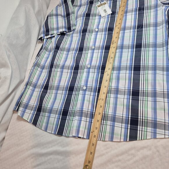 Roundtree & Yorke Gold Label Men's Shirt Size XXL Short S White Blue  Plaid (45) - Picture 9 of 11